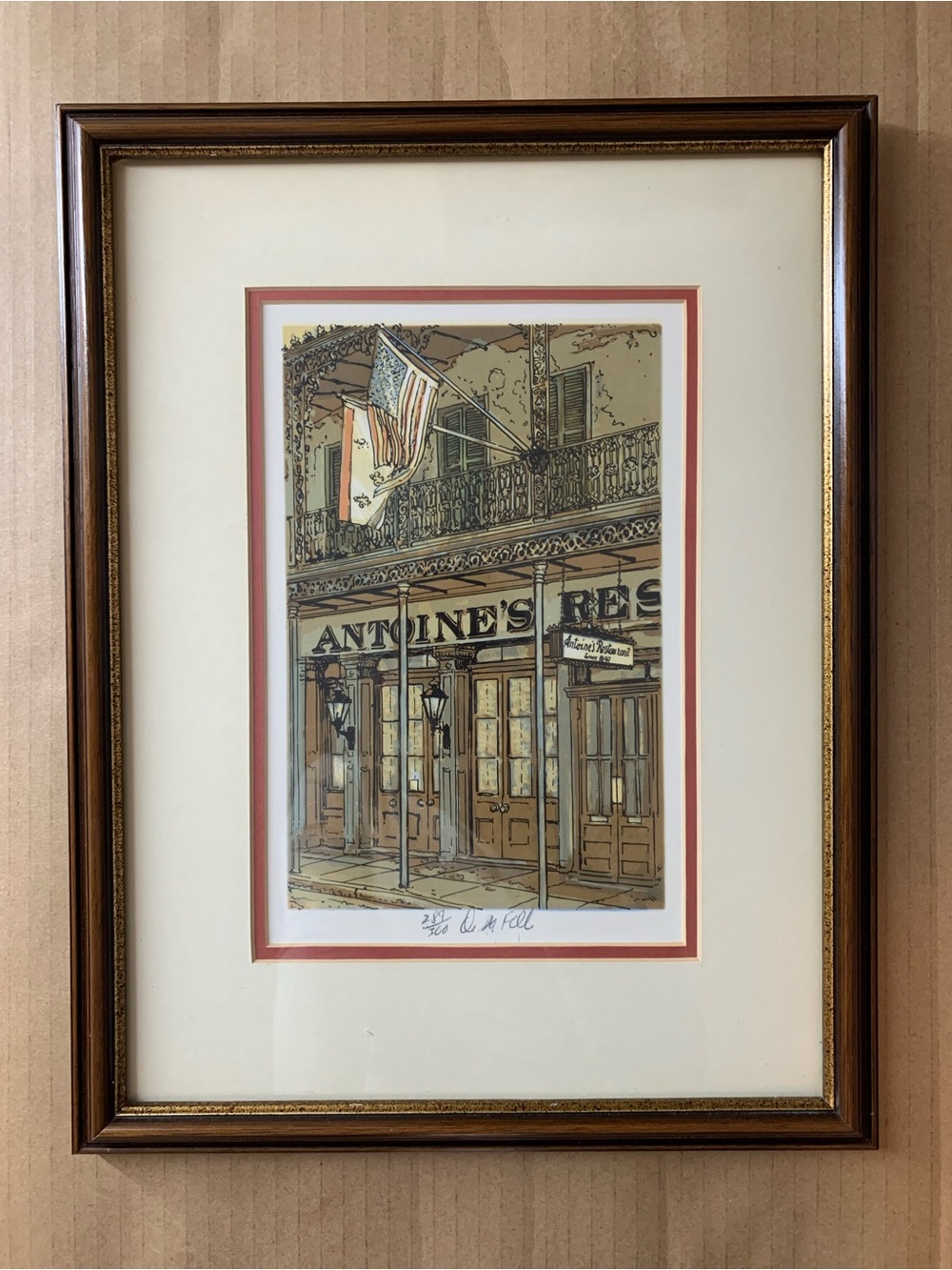 Ltd. Ed. Antoine's Restaurant New Orleans Art - Signed, Framed Lithograph